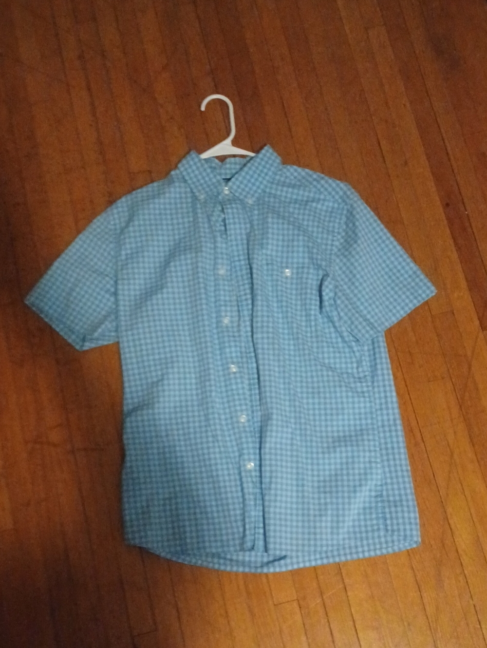 croft & barrow Light Blue Gingham Short-Sleeve Button-Down Shirt